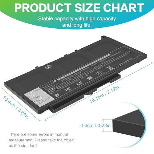 Image of ASUNCELL 7CJRC Laptop Battery for Dell Latitude 7470 7270 E7470 E7270 Battery 7CJRC KNM09 0KNM09 21X15 021X15 TX283 0TX283