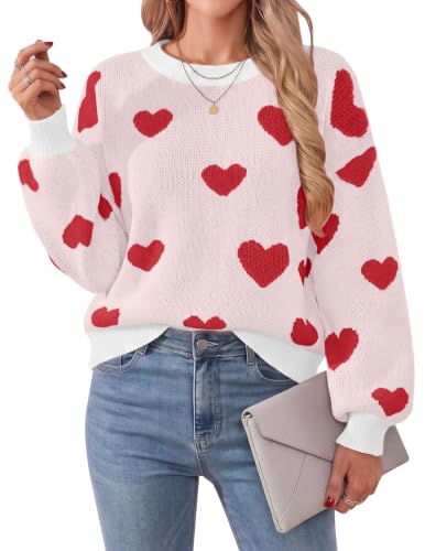 Image of Libsorge Womens Valentine Heart Sweater 2026 Valentines Day Trendy Cute Oversized Long Sleeve Pullover Sweaters