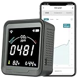 LSENLTY WLAN-CO2-Detektor, 5 Sekunden Aktualisierung, hochpräziser intelligenter CO2-Monitor, App-Steuerung, Innen-CO2-Messgerät mit Alarm (unterstützt nur 2,4 G WLAN)