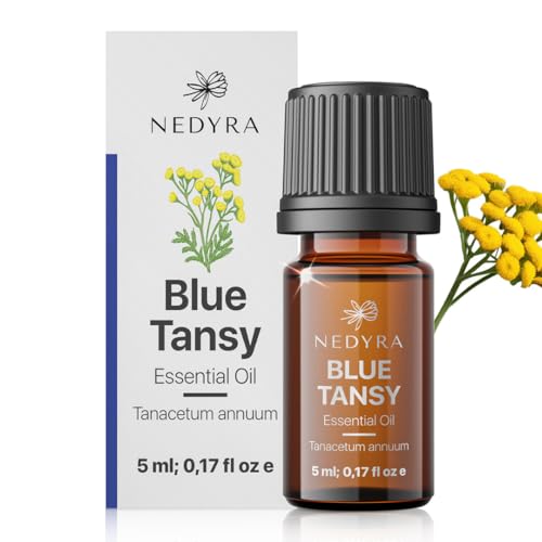 Nedyra Blue Tansy Essential Oil – 100% reines und natürliches Rainfarnöl, hochwertiges ätherisches Öl aus blauer Kamille für die Hautpflege, Gesichtsöl und Aromatherapie.