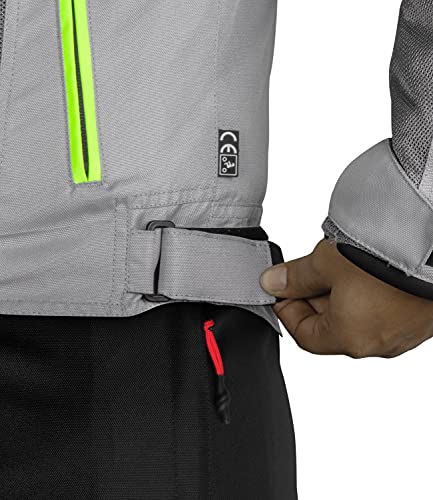 Image of RYNOX AIR GT 3 RIDING JACKET GREY HI-VIZ GREEN (S) (WITHOUT LINERS)