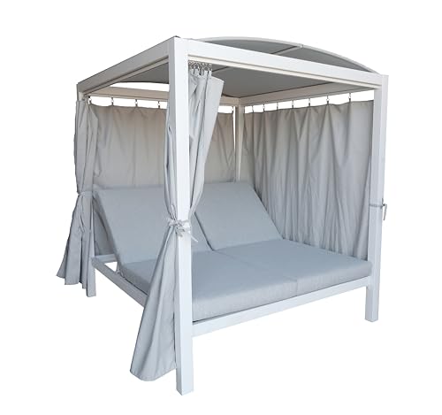 METRO Professional Cama balinesa de Exterior, XL, Tumbona Doble jardín, Regulable, con Cortinas