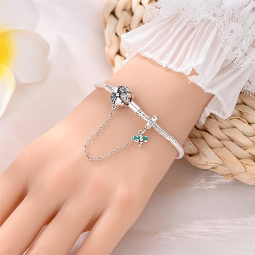 Image of 925 Sterling Silver Snake Chain Bracelets Fit Pandora Charms,Heart Clasp Bracelets Perfect For Any Glamour Gift for Women with 5 A Cubic Zirconia