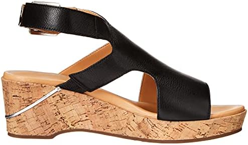 Hush Puppies Women's Maya Ankle Strap Wedge Sandal, Black Leather, 7 Wide | Image 5