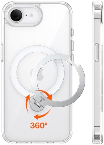 （03:30時点） TORRAS iPhone 17e/16e 用 ケース【多機能一体・360°新定点回転スタンド】 Magsafe対応 米軍規格 縦横両対応 リング付き マグネット搭載 ワイヤレス充電対応 耐衝撃 防指紋 半透明 2026 Ostand Q3 Spin クリア