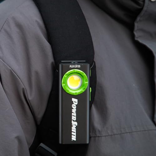 Image of PowerSmith Rechargeable EDC Flashlight, Power Bank 1200 Lumen Slim Flat Flashlight with Metal Housing, Magnetic Pocket Clip, USB-C Charging Cable, IPX7 Waterproof, and 2 Year Warranty (PLR12F2S)