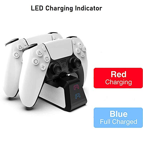 Newest Charging Station For Ps5 Wireless Controllers, With Led Indicator, White, Fast Charing Dock For Dual Sense Playstaion 5 Controller With 80Cm Short Charging Cord #TOP2