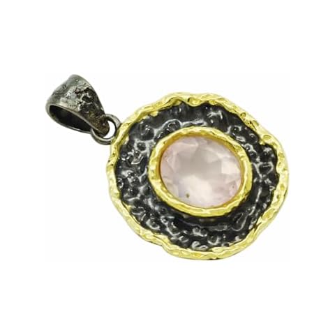 SILCASA Rose Quartz Silver Pendant for Women Cover