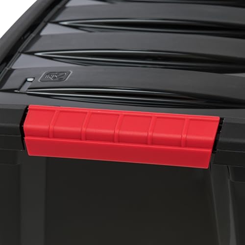 IRIS USA 12 Qt. Plastic Storage Bin Container with Durable Lid and Secure Latching Buckles, 6-Pack, Sturdy Stackable and Nestable Organizer Tote with Pull Handle for Easy Access and Storage, Black by IRIS USA - Image 5