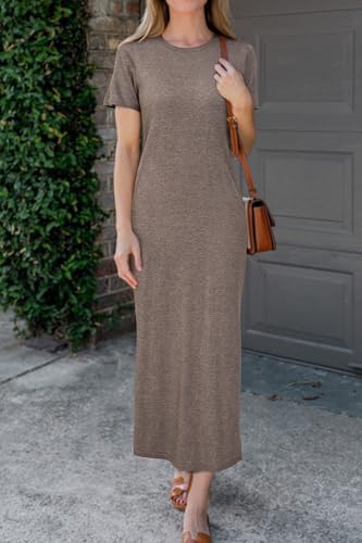 Image of Arach&Cloz Women's Wool Blend Lightweight Spring Casual T Shirts Maxi Dress 2026