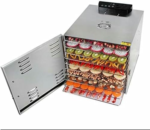 BTOIASYHF Secador de Alimentos de Frutas Profesional Comercial de 10 Capas, deshidratador eléctrico de Acero Inoxidable para Alimentos, Frutas, Verduras, Carne para Mascotas