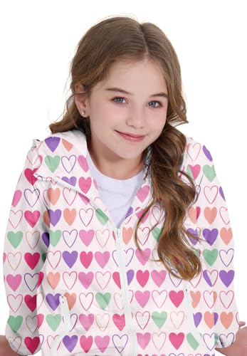 Image of Zando Lightweight Girls Rain Jacket - Hooded Windbreaker Water-Resistant Girls' Outerwear Jackets & Coats for Kids 4-10Y