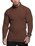 COOFANDY Slim Fit Sweaters for Men Shawl Neck Quilted Sweater Pullover Fashion Sweaters (Dark Brown XXL)