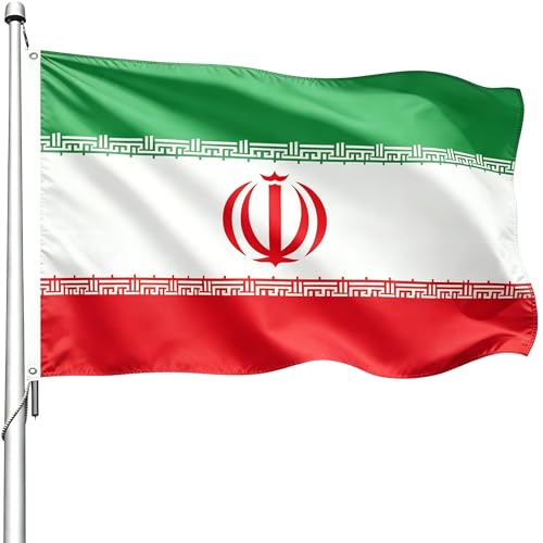 WANSHUNDE Iran Iranian Flag 3x5 Ft Outdoor - Premium Polyester Double Stitched Iranian Flags Vivid Color Fade Proof Iran National Flag with 2 Brass Grommets