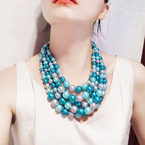 Faux Pearl Necklace Set - Multi Strand, Bib, Earrings & Bracelet - 1920s Costume Jewelry2