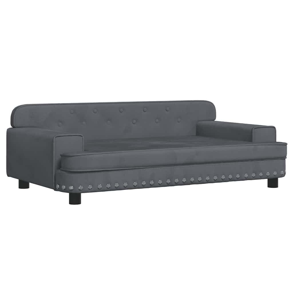 vidaXL Cama para Perro de Terciopelo Gris Oscuro 90x53x30 cm, Sofá para Mascota