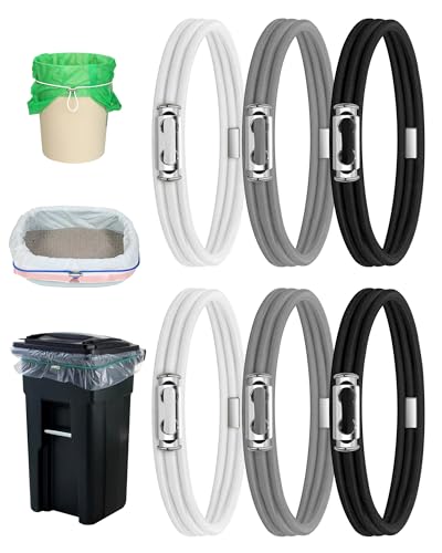 Garbage Can Rubber Bands Cord Lock Adjustable Design Trash Can Bands Fits 4-33 Gallon Trash Cans Multifunction Bands Litter Box Bands Beach Towel Bands for Outdoor Kitchen Tables Picnic Camping Party