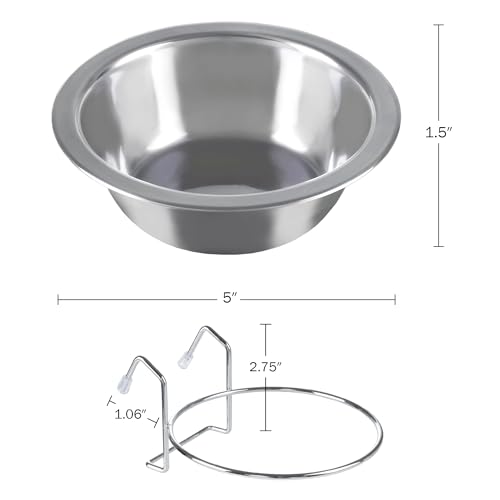 Petmaker Set mit 2 Edelstahl-Hundenäpfen – Käfig, Zwinger und Hundekäfig, zum Aufhängen für Futter und Wasser, je 237 ml, spülmaschinenfest
