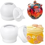 2 PCS Silicone Jars Molds with Lids Pudding Jar Resin Molds Extra Large Candy Jewelry Storage Boxes Epoxy Molds Silicone for DIY Storage Bottle Candle Holder Candy Container Flower Pot Home Decoration
