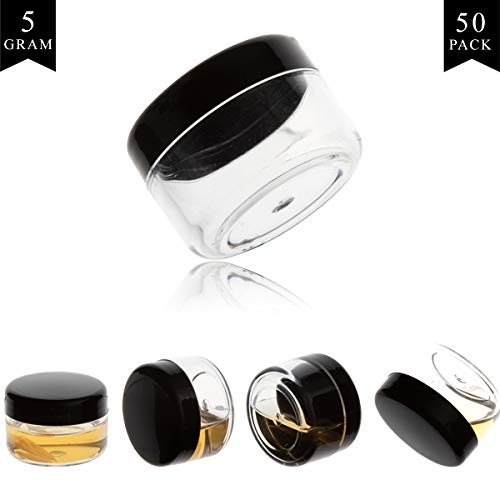5 Gram Cosmetic Containers 50Pcs Sample Jars Tiny Makeup Sample Containers With Lids (Black) #TOP1