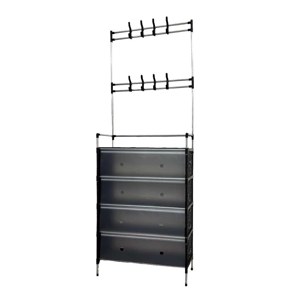 Multi Layer Transparent Shoe Rack | Space-Saving Footwear Organizer for Home | Stackable Shoe Storage Stand for Bedroom, Entryway & Closet (5 Tier with Hanger)-image-29
