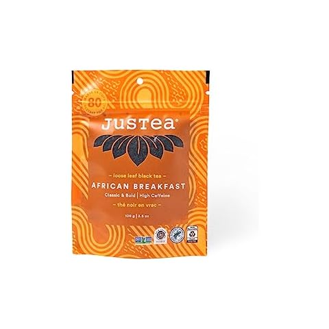 JusTea AFRICAN BREAKFAST | Loose Leaf Black Tea | Recyclable Refill Pouch | 40+ Cups (3.5oz) | High Caffeine | Award-Winning | Fair Trade | Non-GMO Cover