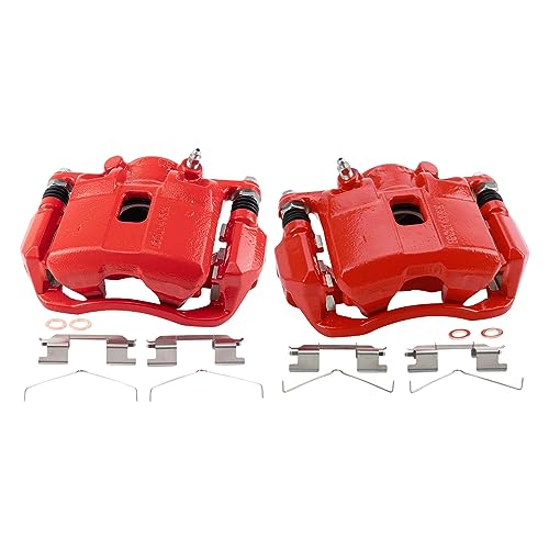 Image of TRQ Performance Front Driver and Passenger Side Brake Caliper Set Caliper Brackets Hardware Compatible with 13-14 Acura ILX Hybrid 12-15 Honda Civic Hybrid Hybrid-L 09-20 Honda Fit