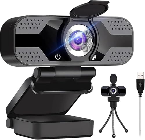 Webcam Full HD 1080p with Dual Microphones Upgraded Autofocus 30fps Noise Reduction and Privacy Shutter USB Plug & Play for Video Conferencing Online Calls and Streaming (SXT-02)