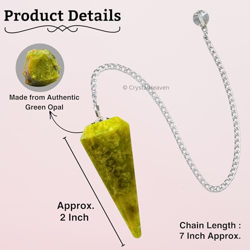 Image of Green Opal Pendulum Dowsing Tool - Natural Crystal Pendulum for Spiritual Guidance - Premium Dowser Pendulum for Accurate Divination and Energy Healing - Perfect for Energy Healing and Chakra Balancing - Handcrafted with Precision and Elegance