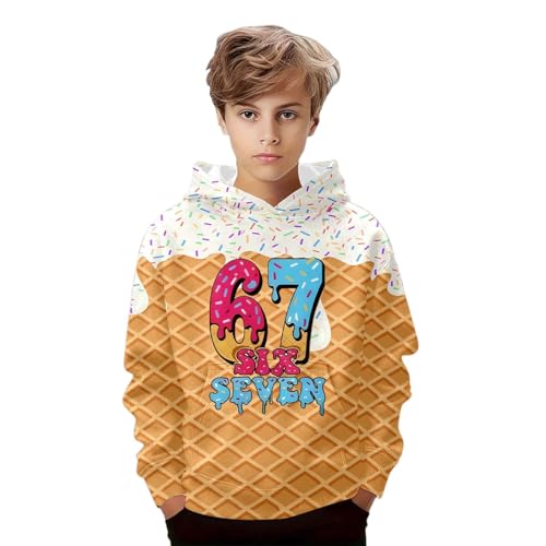 Genérico Sudadera Niña Fantastica Sudadera para Niños con Estampado del Número 67 con Capucha, Interior, Detalles Finos, Talla 2-14 Años