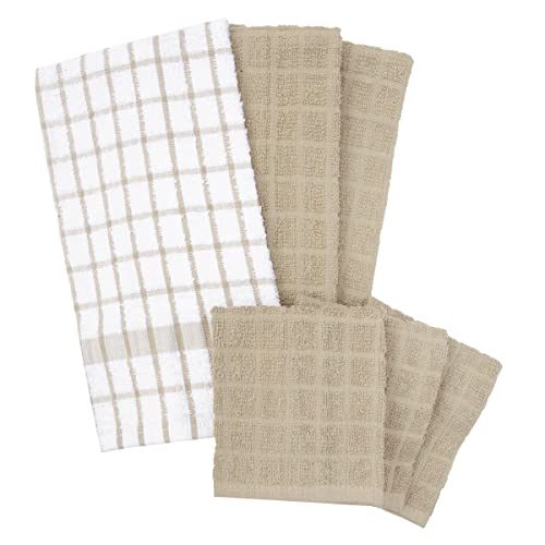Ritz 95593A Premium Kitchen Towel And Dish Cloth Value Set: Highly Absorbent, Super Soft, Long-Lasting, 100% Cotton Checked And Solid Hand Towels thumb #1