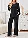 LILLUSORY 2 Piece Lounge Sets Matching Fall Outfits Pajamas Casual Travel 2025 Sweatsuits Soft Airport Wide Leg Clothes Long Sleeve Fashion Vacation Tracksuits Black M