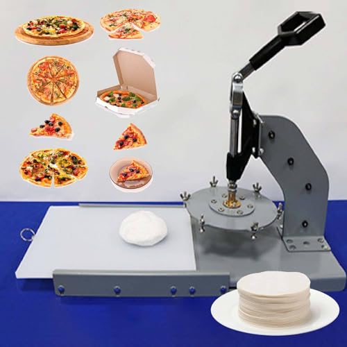 Prensa de masa de pizza de 8 pulgadas, prensa de posicionamiento de acero inoxidable para pasteles, área de prensa para pasteles de 20 x 20 cm (8 x 8 pulgadas), con 11 moldes, laminadora de masa de