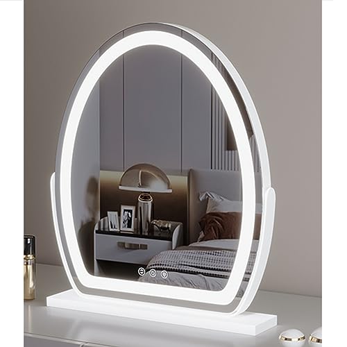 Hollywood - Espejo de tocador con luces, rotación de 350°, opciones recargables y no recargables, 3 modos de color, brillo ajustable, control táctil, grande, 60 x 72 cm
