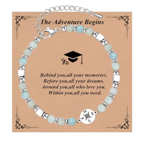 Ediseng Graduation Compass Bracelet for Her,Class of 2026,Personalized Graduation Gifts for High School/College/Masters Degree/Nurse/8th Grade/5th Grade/Middle School (amazonite)