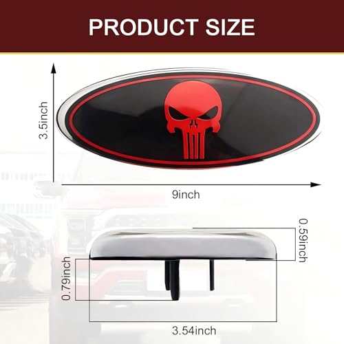 Image of 2 PCS Car Grille Hood Sticker, Front Grille Skull Badge, Car Tailgate Badge, Compatible with Ford F150 F250 (Black & Red)