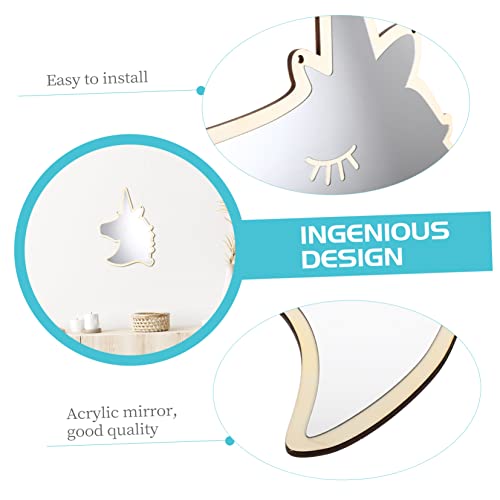 Homoyoyo 1Pc Unicorn Mirror Wall Mounted Makeup Mirror With Lights Mirror Handheld Vanity Mirror With Lights For Kids 3D Mirror Wall Stickers Hanging Unfinished Mirror Wood Acrylic Mirror #TOP2