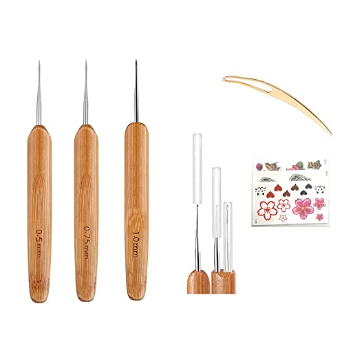 Dreadlocks Crochet Hooks 3pcs/Set ï¼Braid Hair Dreadlocks Needle ï¼Dreadlock Crochet Hook Tool Weaving Needle Tool ï¼Locs Crochet Needle ï¼3 Pieces 1 Hook /0.5mm+0.75mm+1mm)