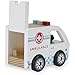 Wooden Wheels Natural Beechwood Chunky Cars and Vehicles Imagination Generation | For Children +12 Months | White Ambulance