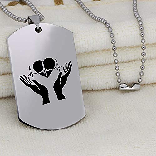 Preisvergleich Produktbild CKAWM Halskette Hand Hält Liebe Herzschlag Anhänger Halskette Gravierter Edelstahlschmuck Für Frauen & Männer Handgefertigter Schmuck