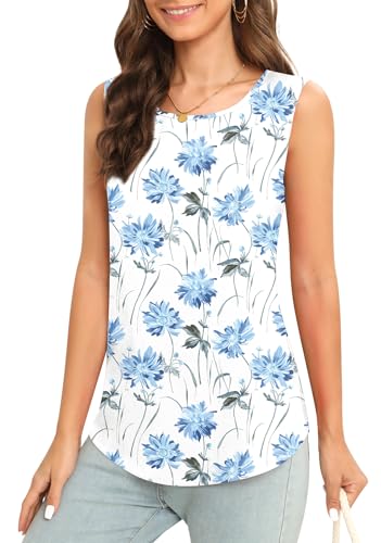 Image of Women's Sleeveless Chiffon Tank Top Business Casual Blouse Tunic Top