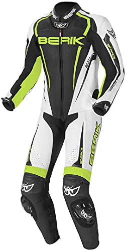 Berik Race-X Tuta intera in pelle, nero/bianco/giallo, 54
