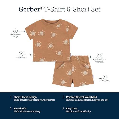 Image of Gerber Baby Boys' Toddler T-shirt and Short Set