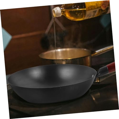 Wok chino de hierro con mango de madera, antiadherente miniatura 5