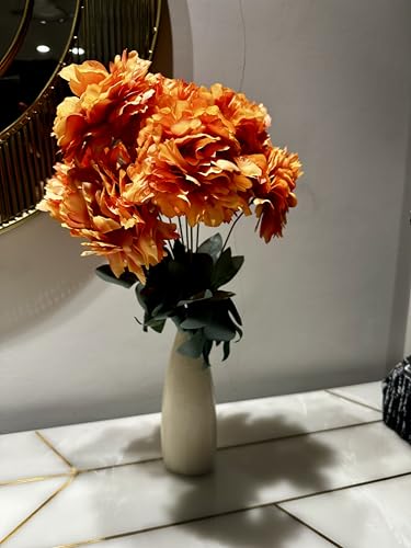 Image of Peony Decorative Artificial Fake Faux Flower Plants Silk Arrangements Wedding Bouquets Decoration Home Kitchen Garden Party Table Floral centerpieces DIY (Orange)