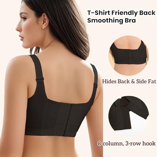 Image of Women's Push Up Bra Hide Back Fat Full Coverage Bras with High Support Plus Size T-Shirt Bra for Smoothing Back