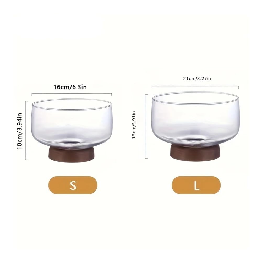 Insalatiera rotonda in vetro resistente alla ruggine, trasparente, ciotola da portata per dessert per cucina (L)
