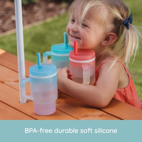 Image of Infantino My 1st Tumbler Silicone Tumbler with Straw and Handle, Spill Resistant for On the Go, BPA Free, Twilight Bloom
