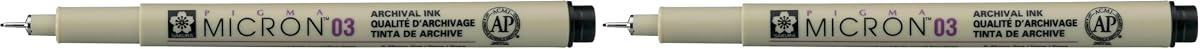SAKURA of America Pigma 0.35mm Fade-Resistant Micron Pens (SAKXSDK0349), Black (Pack of 2)