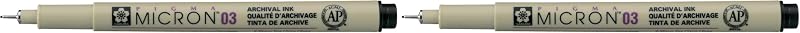 SAKURA of America Pigma 0.35mm Fade-Resistant Micron Pens (SAKXSDK0349), Black (Pack of 2)